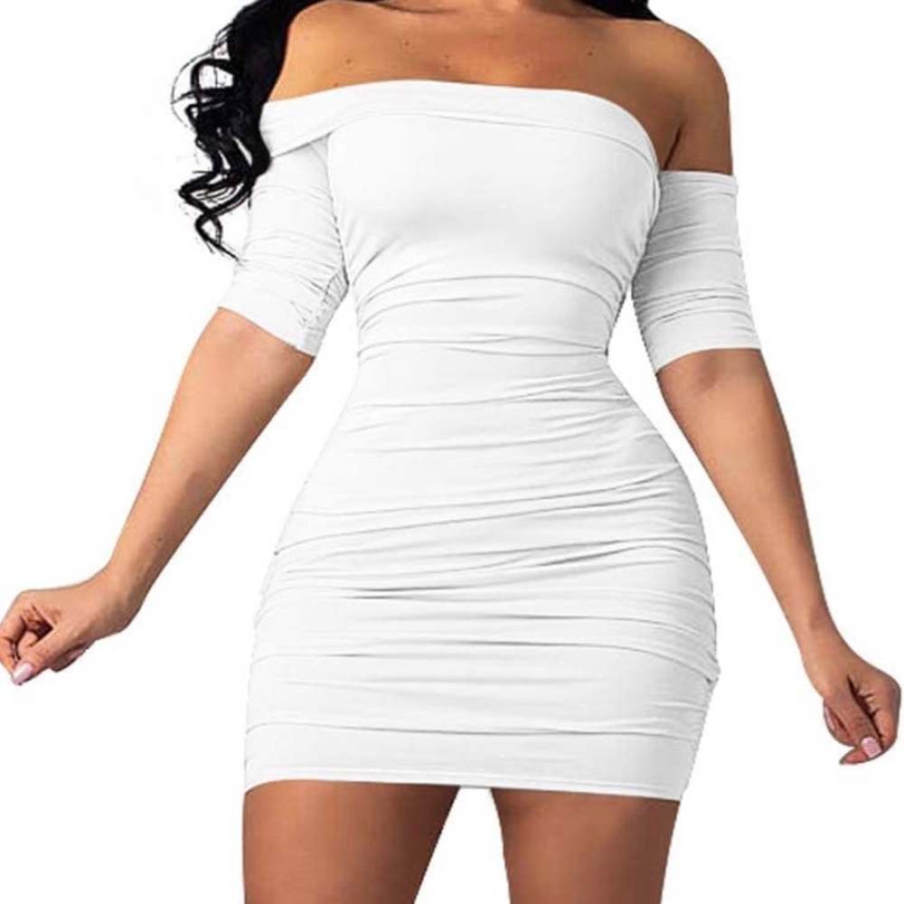 Bodycon Runched Mini Party Dress - Picture 2 of 4